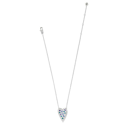 Brighton heart pendant necklace with silver-plated finish and multicolored crystal accents on a white background