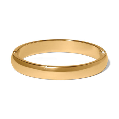 Brighton bangle bracelet with smooth polished gold-plated finish and rounded profile on a white background