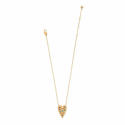 Brighton heart pendant necklace with gold-plated finish and multicolored crystal accents on a white background