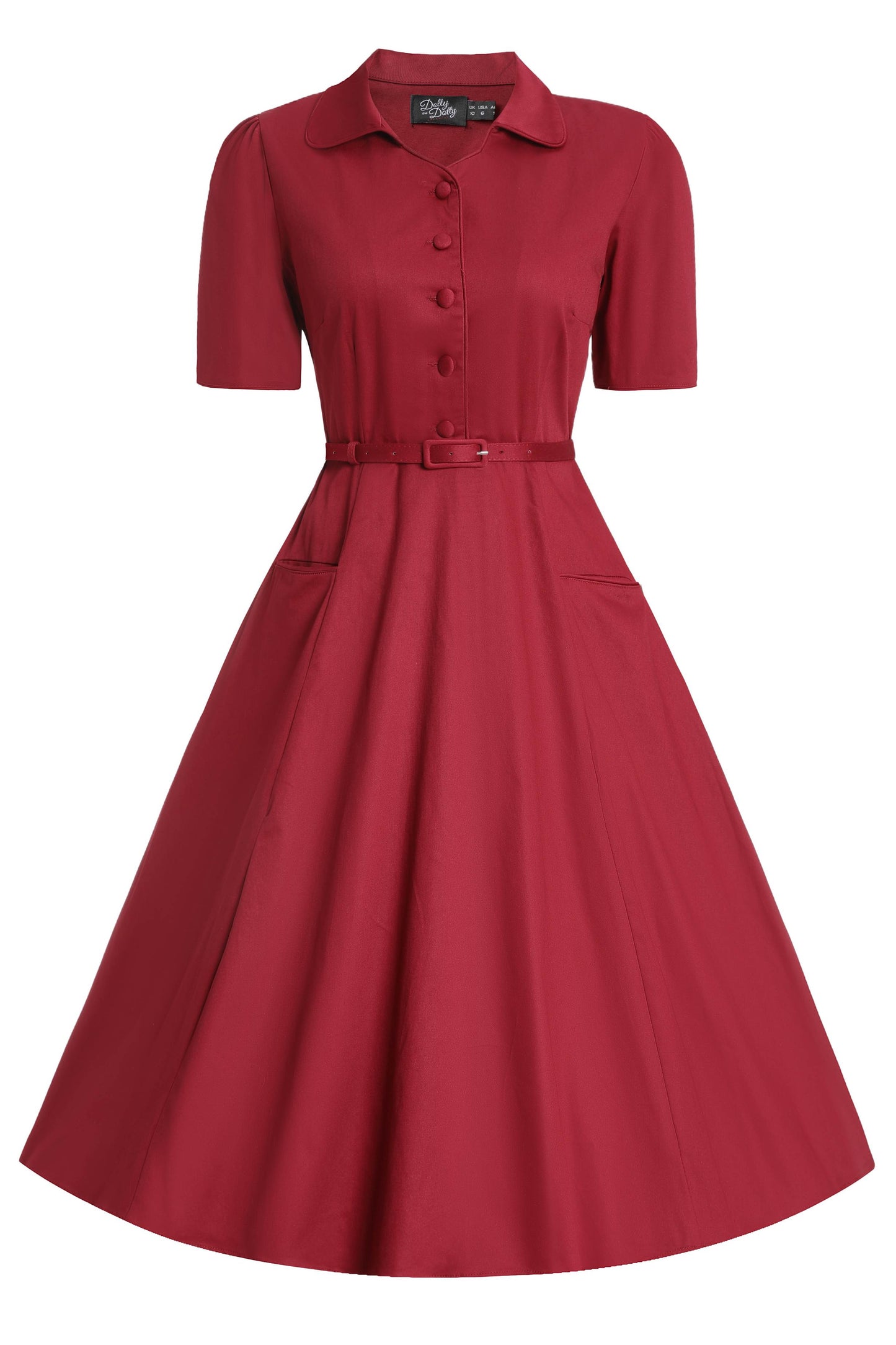 Mabel Rockabilly Burgundy Shirt Dress