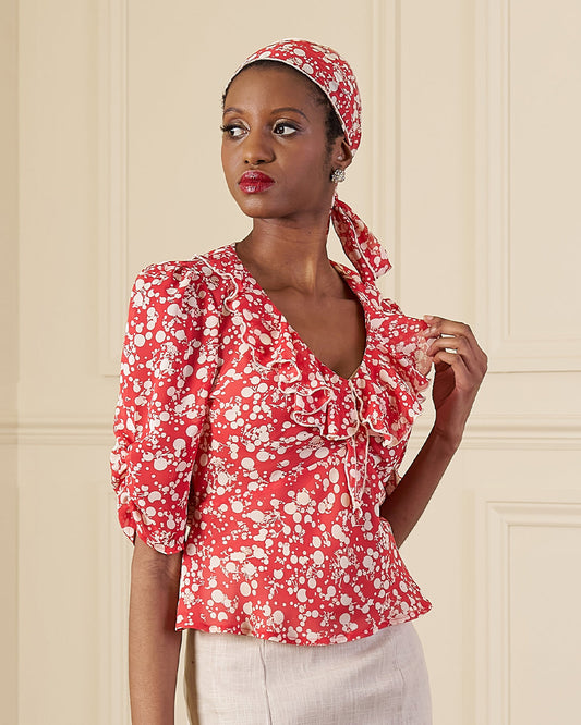 1930s Maddy Blouse - Red Confetti