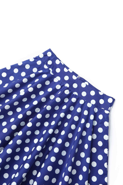 Maisie Navy Polka Dot Full Circle Midi Skirt