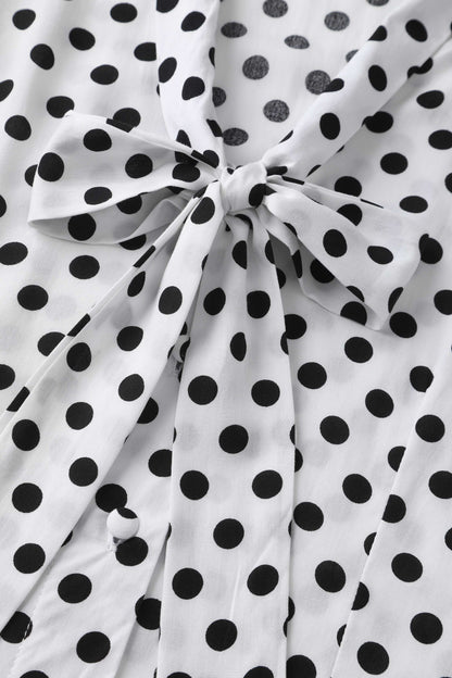 Margaret Polka Dot Long Sleeved Blouse In White