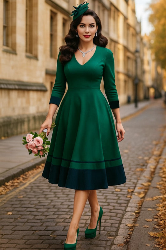 Maria Circle Dress in Green & Blue