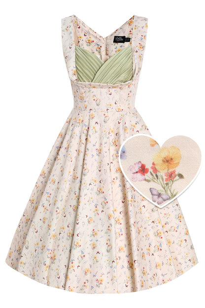 Grace Yellow Meadow Pleated Bust Dress