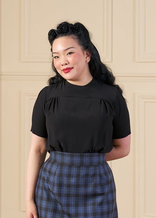 1940s Meet Again Blouse - Black