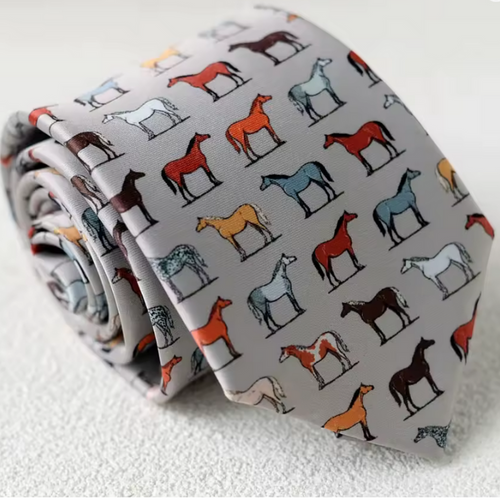 Men's Tie Horse Gray