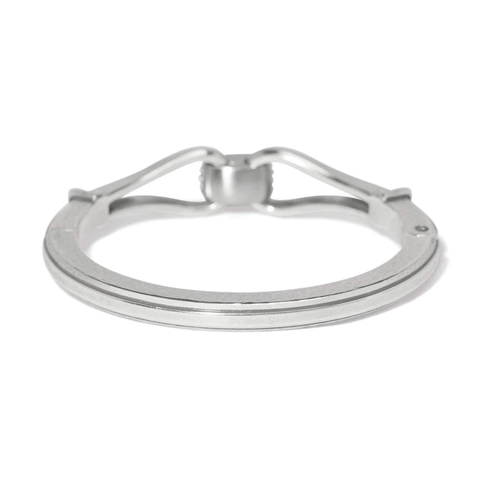 Brighton ring shown from the back with silver-tone band and open scrolled shoulder details on a white background