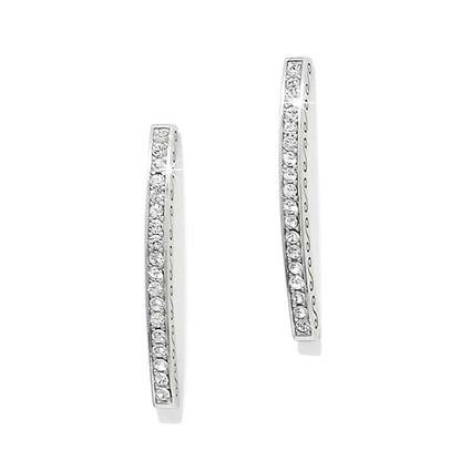 Brighton hoop earrings with silver-plated finish and channel-set crystals along curved bars on a white background