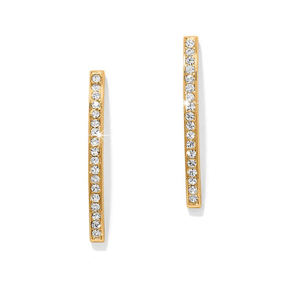Brighton drop earrings with vertical gold-plated bars set with pavé crystals on a white background