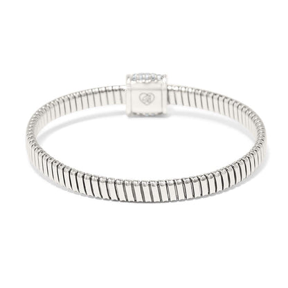 Brighton bracelet with ribbed flexible band and silver-plated magnetic clasp featuring crystal accents on a white background