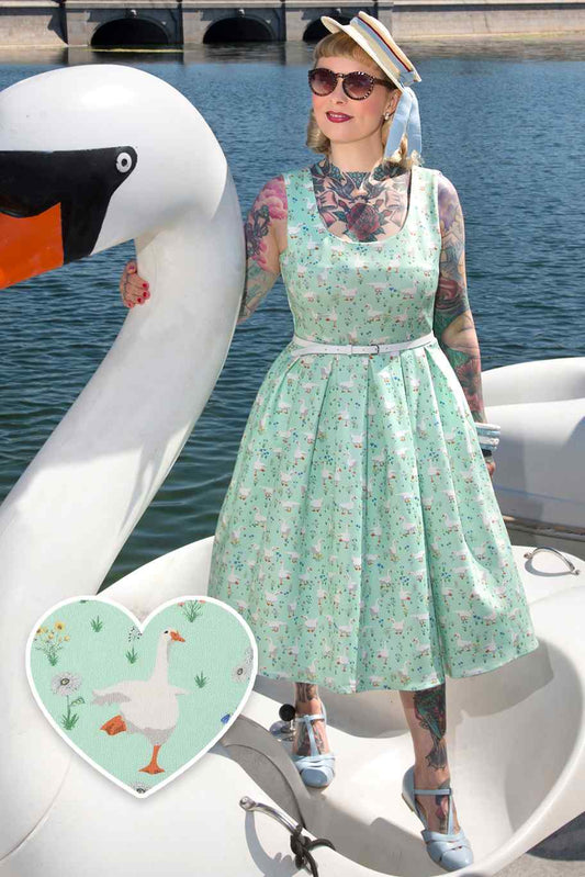 Amanda Mint Green Duck Swing Dress