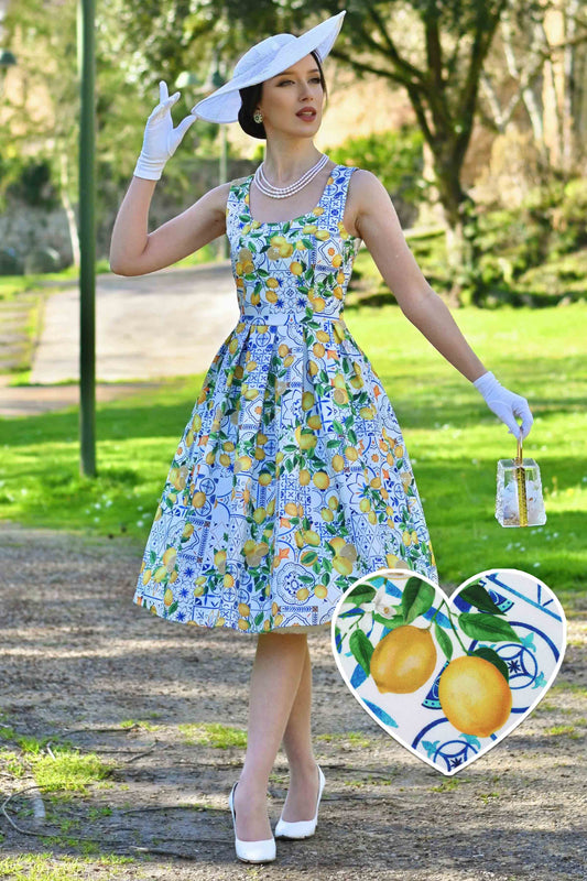 Amanda Mediterranean Lemon Swing Dress