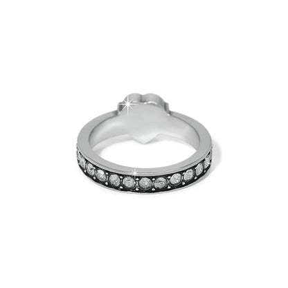 Brighton ring shown from the back with two-tone band and crystal-set shoulders on a white background