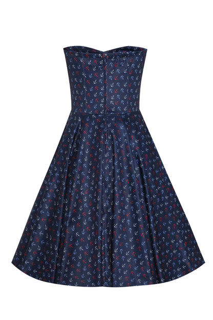 Melissa Navy Blue Nautical Anchor Strapless Dress