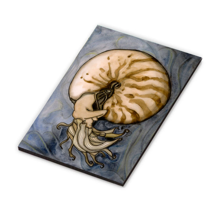 PinkPolish Design Magnets "Nautilus Mermaid" Wood Refrigerator Magnet