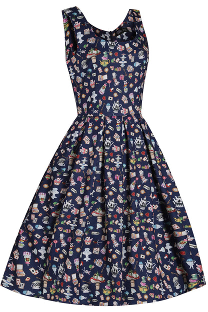 Amanda Navy Blue Wonderland Swing Dress