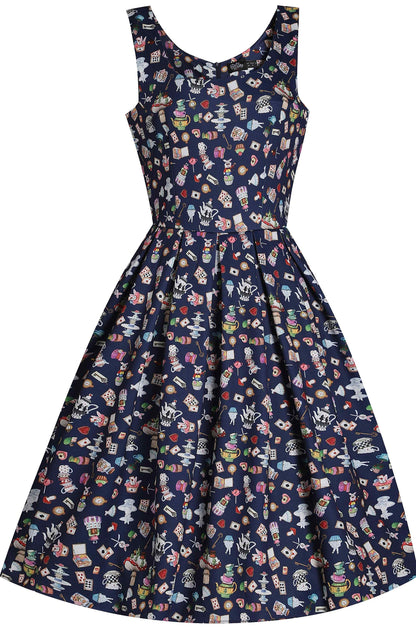 Amanda Navy Blue Wonderland Swing Dress
