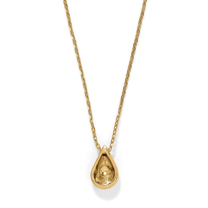 Brighton pendant necklace with gold-plated teardrop pendant on a delicate gold chain on a white background
