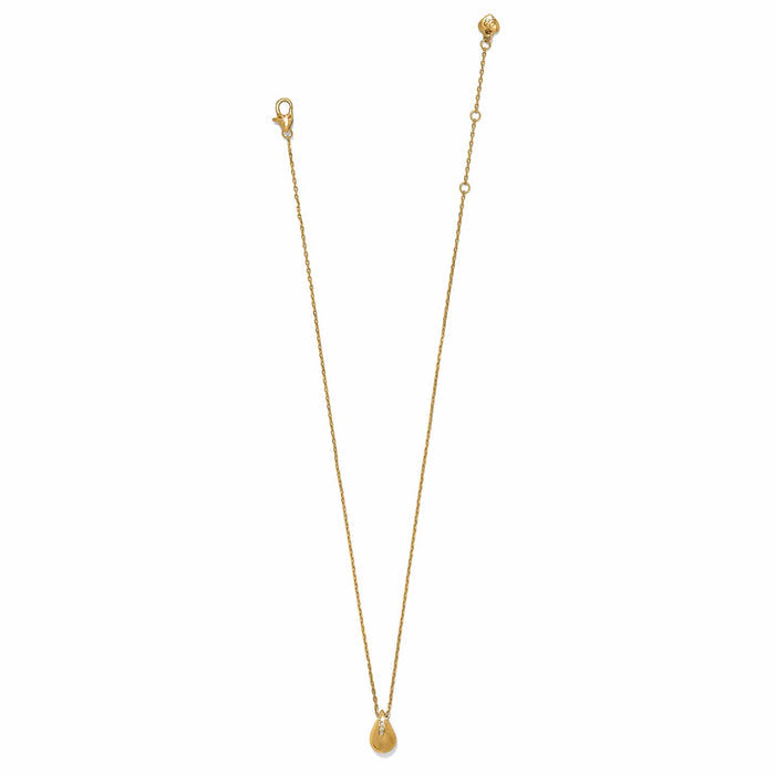 Brighton pendant necklace with gold-plated teardrop charm and crystal accents on delicate chain on a white background