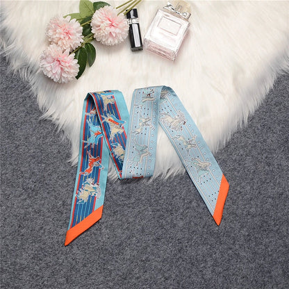 Nina Blue Twilly Skinny Scarf