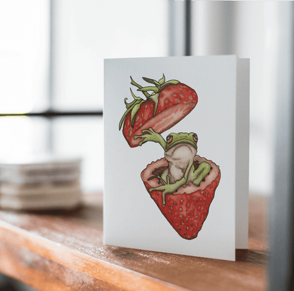 PinkPolish Design Note Cards "Not a Strawberry Frog" Handmade Notecard