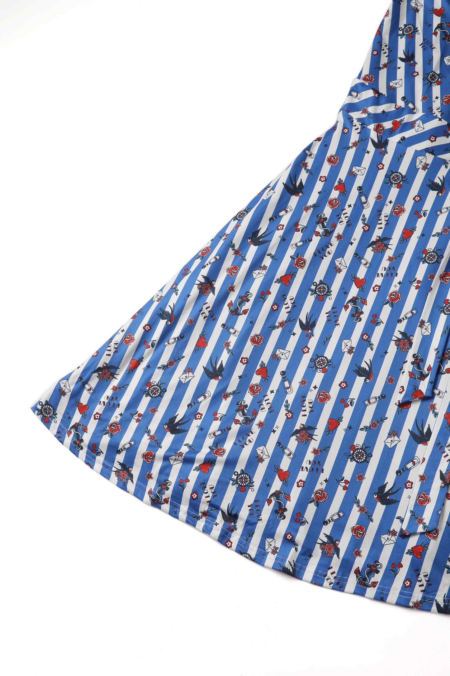 Matilda Old School Tattoo Blue Striped Wrap Dress