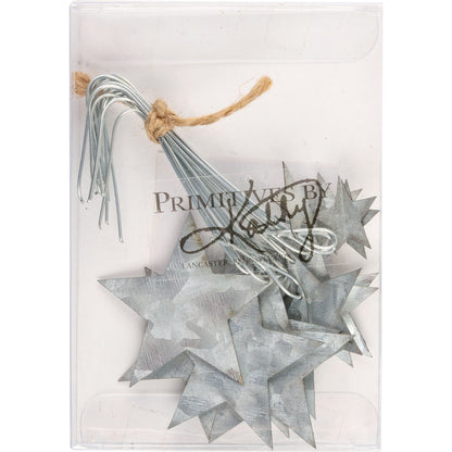 Ornament Set Galvanized Tin Stars #100-C143