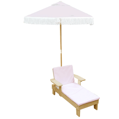 Outdoor Kids Sun Lounge Chair with Umbrella Blush Pink