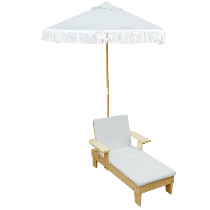 Outdoor Kids Sun Lounge Chair with Umbrella Nougat