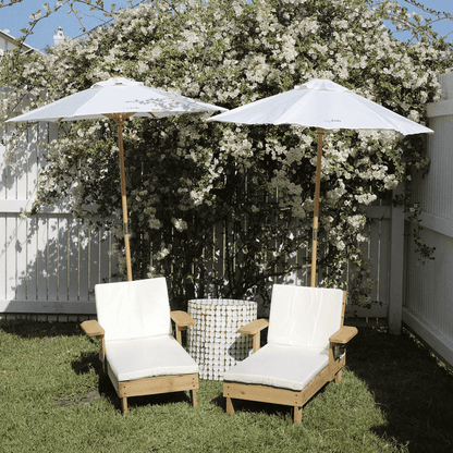 Outdoor Kids Sun Lounge Chair with Umbrella White
