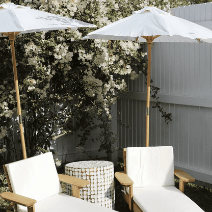 Outdoor Kids Sun Lounge Chair with Umbrella White