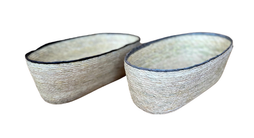 Oval Natural/Stripe Basket