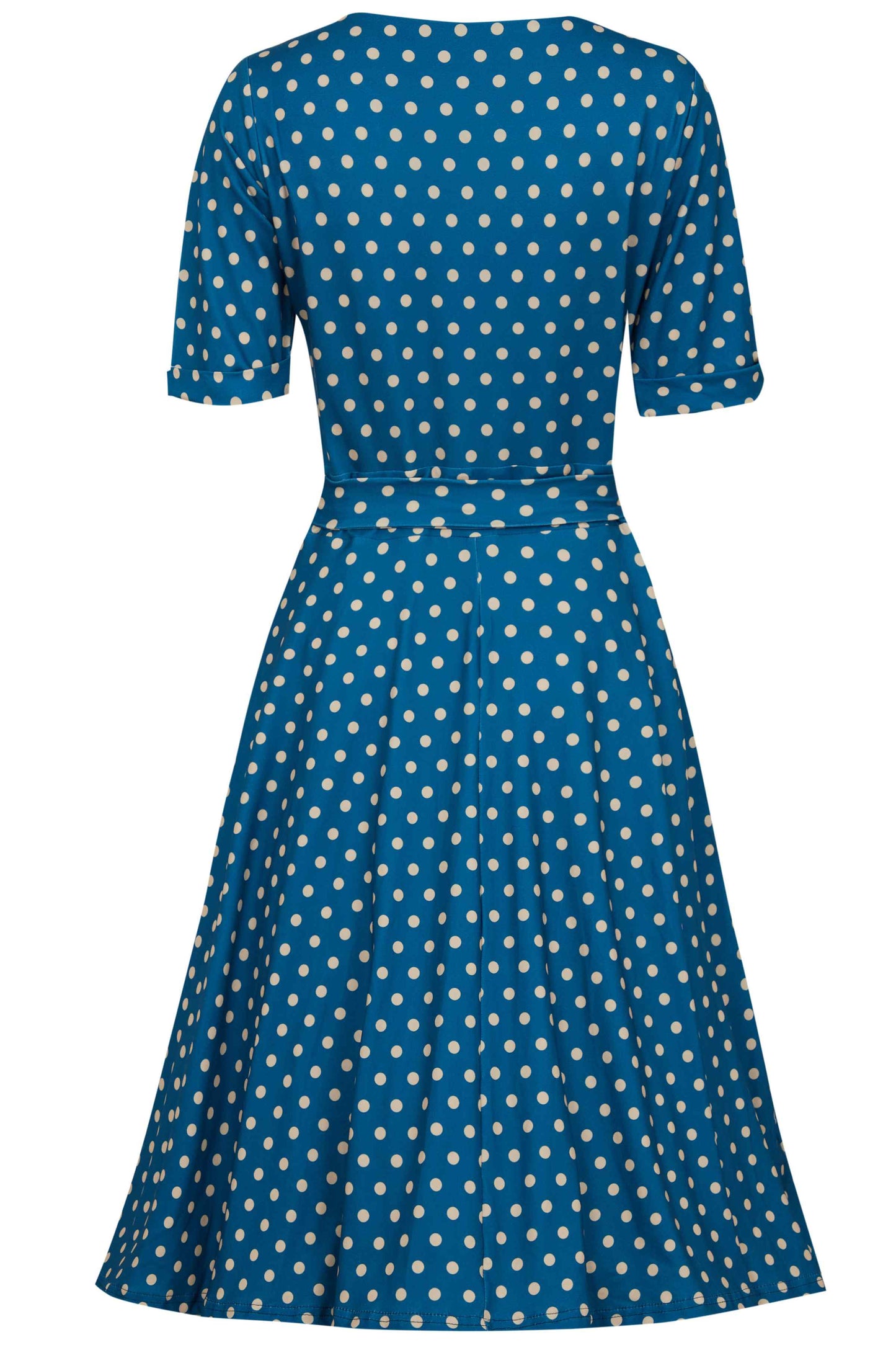 Matilda Peacock Blue & Cream Polka Dot Wrap Dress