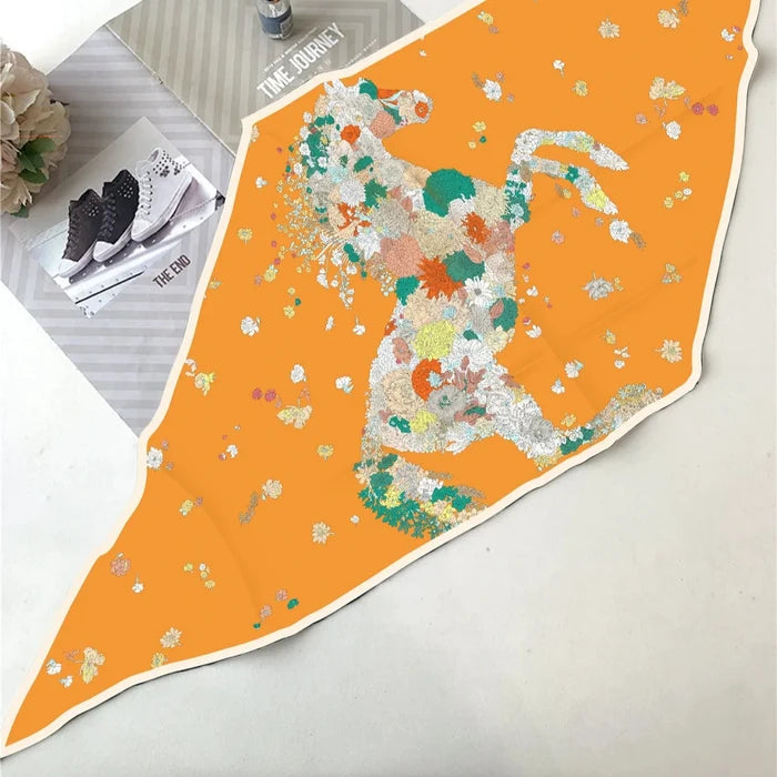 Pia Orange Silk Diamond Scarf