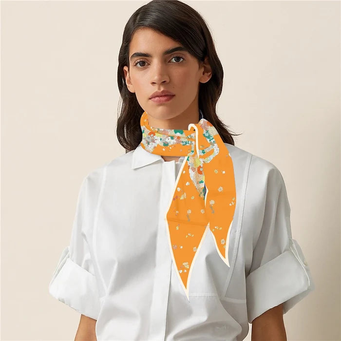 Pia Orange Silk Diamond Scarf
