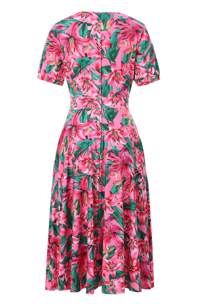 Julia Pink Lily Midi Dress