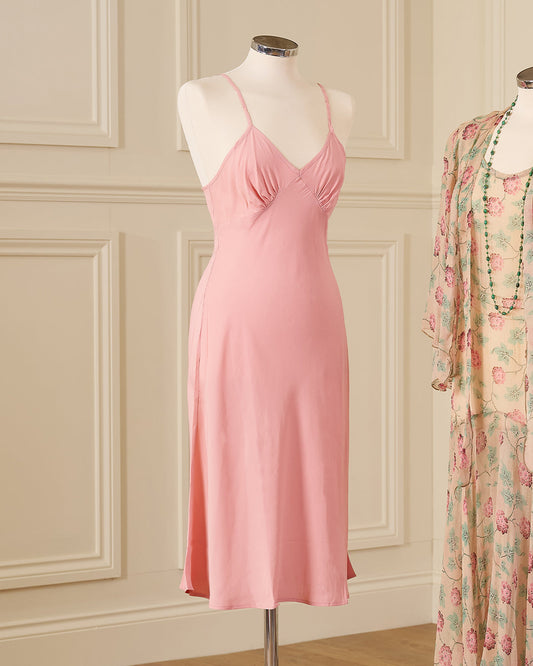 1930s Luxe Bias Petticoat Slip - Blossom Pink