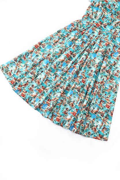 Lily Pinup Postcard Off Shoulder Dress