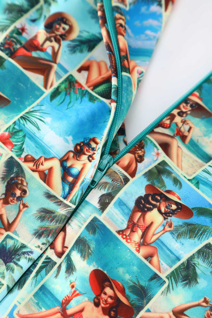 Lily Pinup Postcard Off Shoulder Dress
