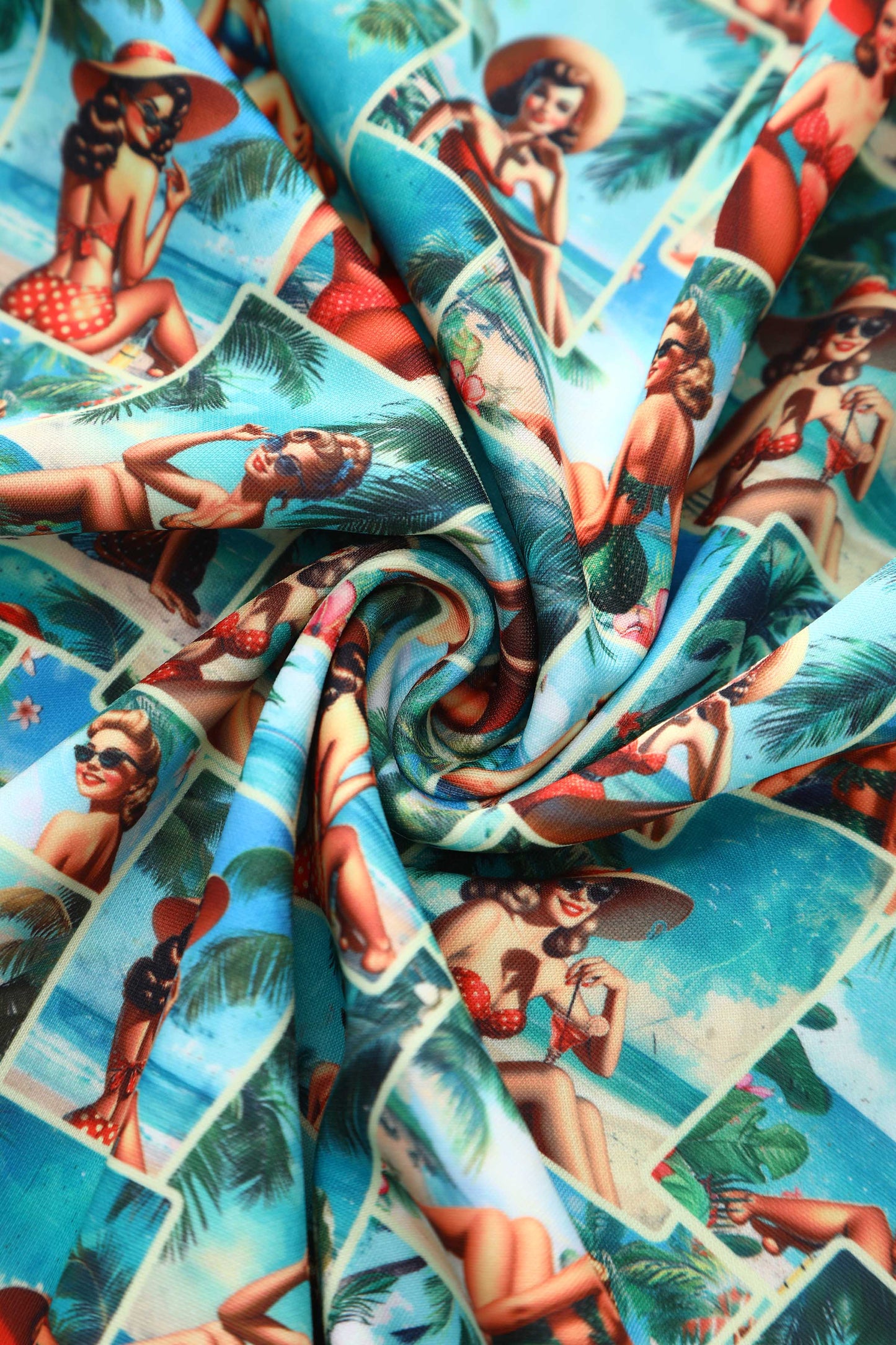 Lily Pinup Postcard Off Shoulder Dress