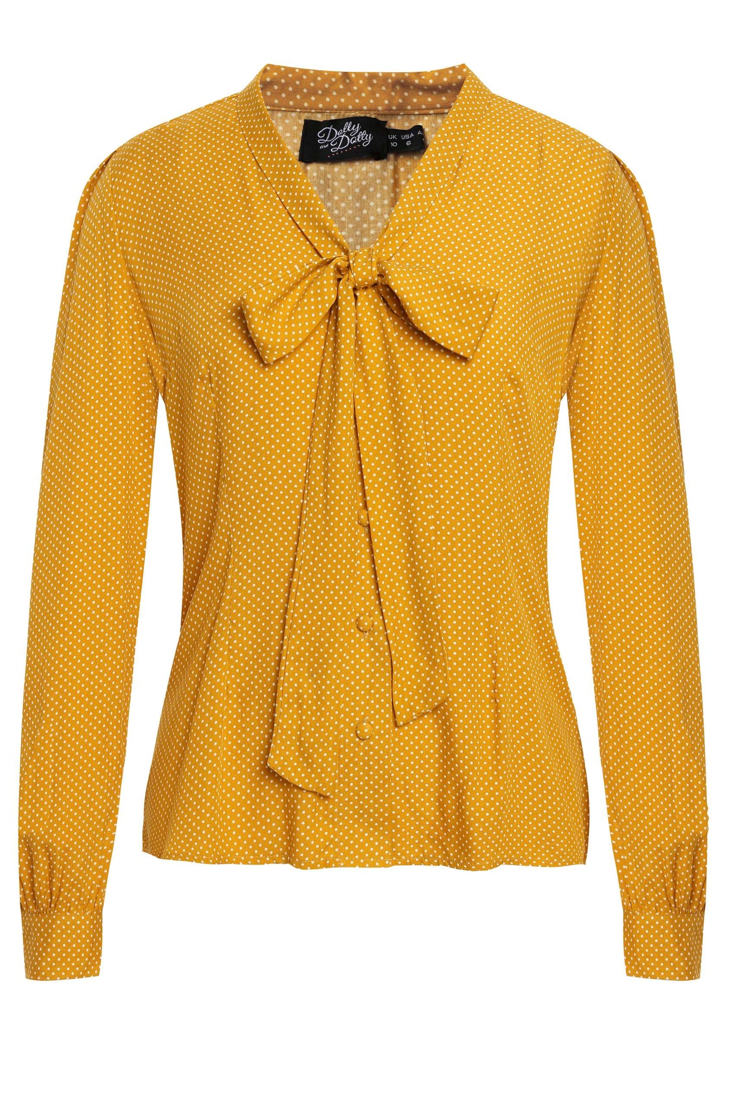 Margaret Polka Dot Long Sleeved Blouse In Yellow