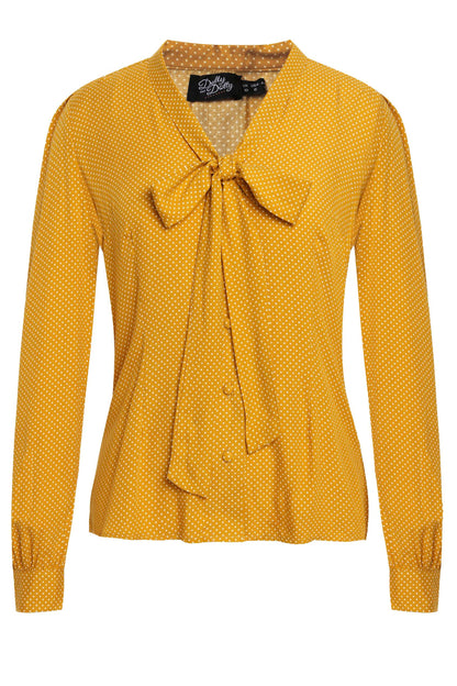 Margaret Polka Dot Long Sleeved Blouse In Yellow