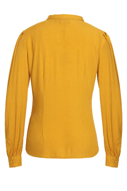 Margaret Polka Dot Long Sleeved Blouse In Yellow