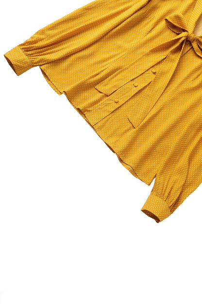 Margaret Polka Dot Long Sleeved Blouse In Yellow