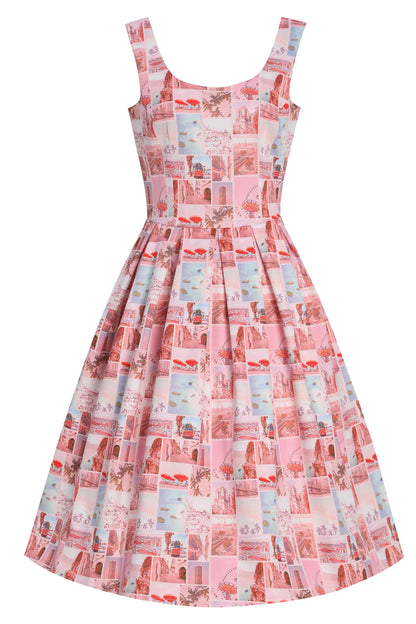 Amanda Postcard Print Swing Dress