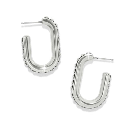 Brighton hoop earrings with silver-plated U-shaped design and beaded edge detailing on a white background