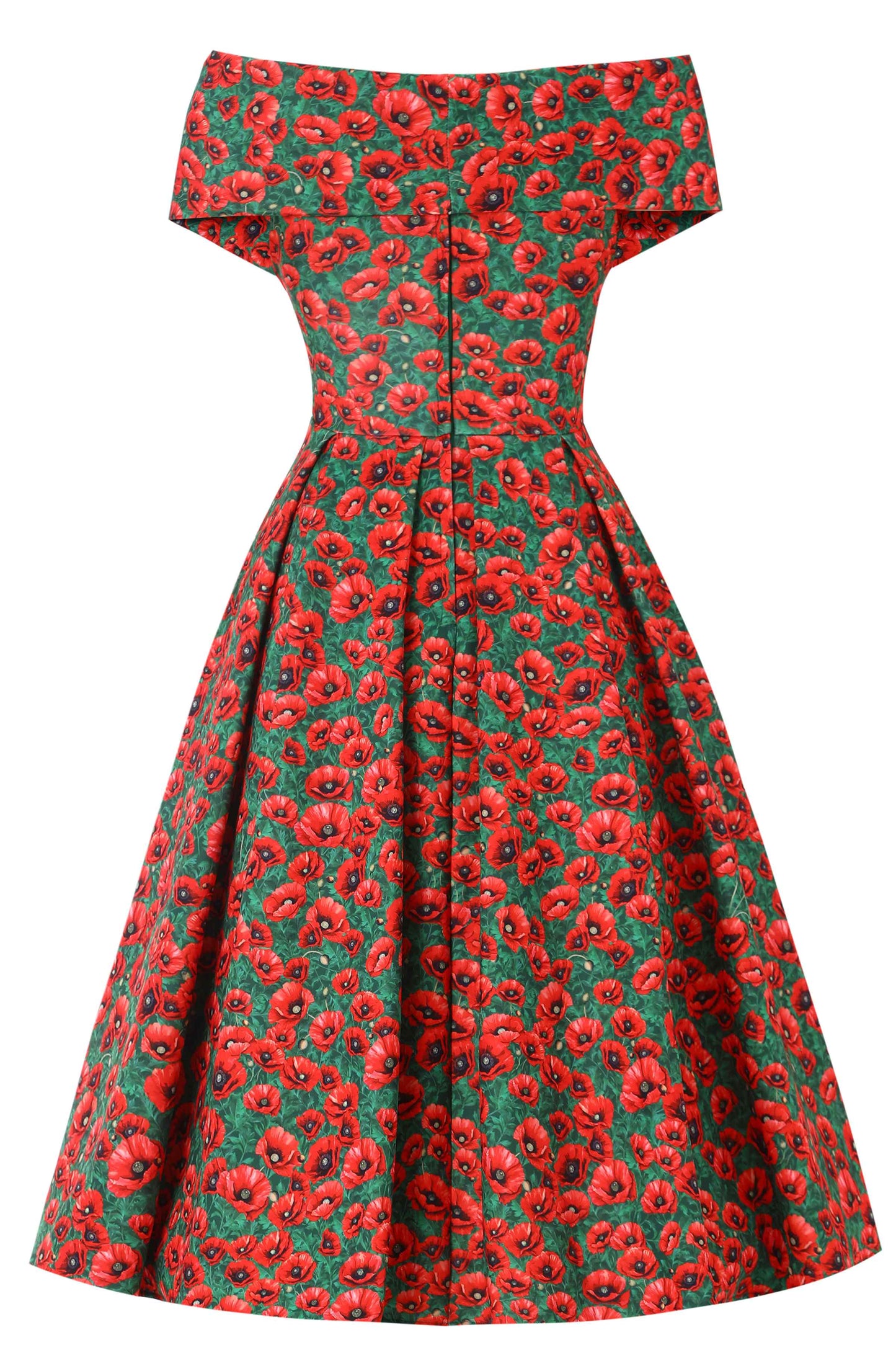 Beverly Red Poppy Garden Off Shoulder Dress