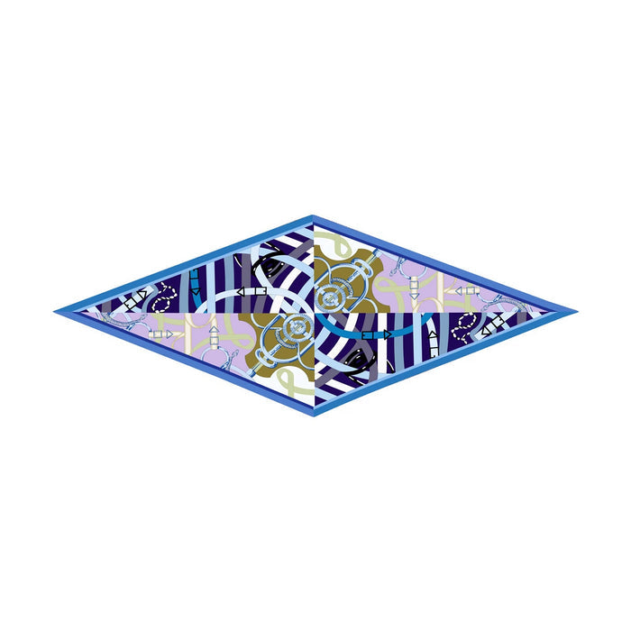 Reins Blue Silk Diamond Scarf