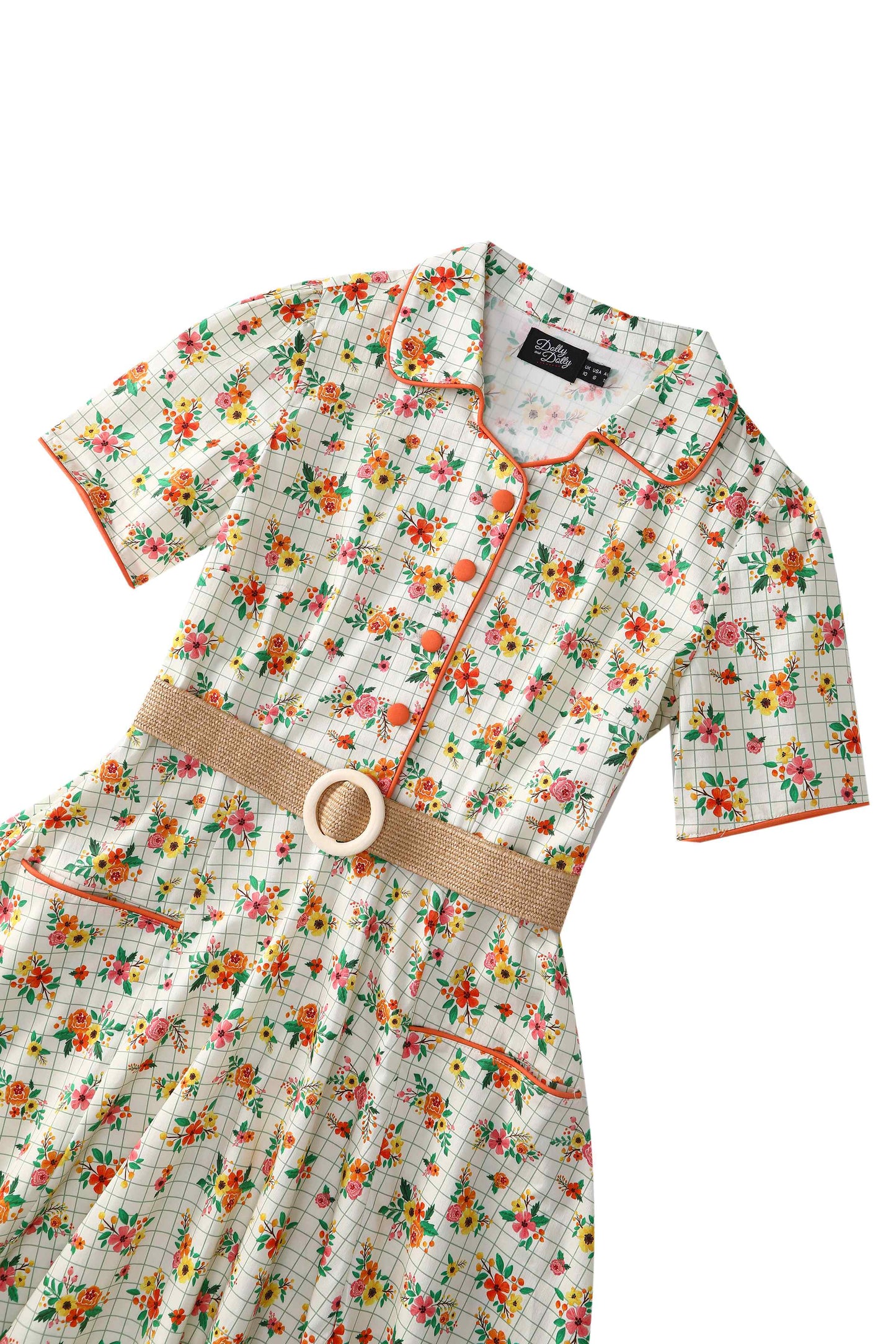 Mabel Retro Floral Midi Shirt Dress